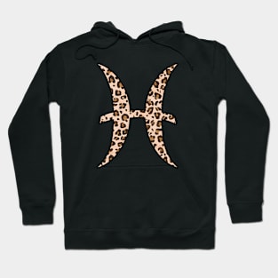 Pisces Zodiac Horoscope Symbol in Leopard Print Hoodie